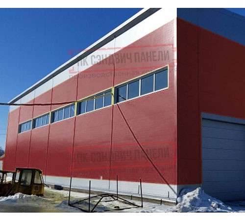 Горизонтальная угловая сэндвич-панель из пенополиуретана, ширина 1000мм, толщина 100мм, 0.5/0.5, RAL3011