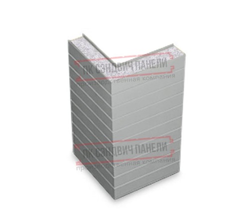 Горизонтальная угловая сэндвич-панель из пенополистирола, ширина 1000мм, толщина 20мм, 0.5/0.5, RAL9006