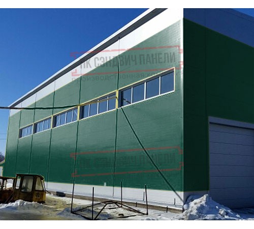 Горизонтальная угловая сэндвич-панель из пенополистирола, ширина 1200мм, толщина 60мм, 0.5/0.5, RAL6005