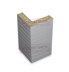 Горизонтальная угловая сэндвич-панель из минеральной ваты, ширина 1200мм, толщина 50мм, 0.5/0.5, RAL7004