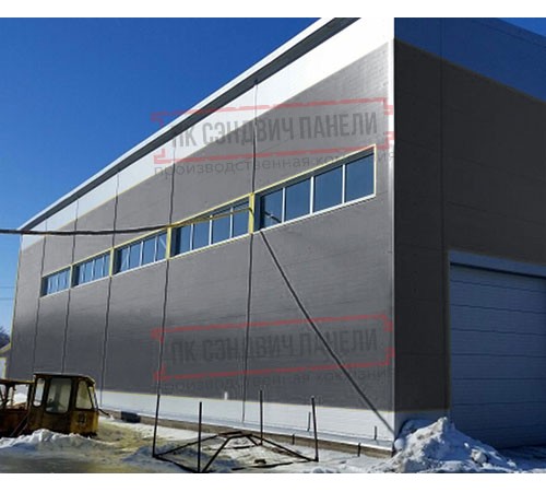 Горизонтальная угловая сэндвич-панель из пенополиуретана, ширина 1200мм, толщина 80мм, 0.5/0.5, RAL7024