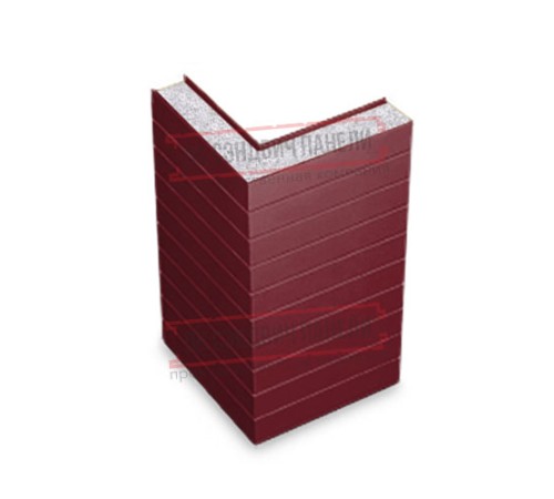 Горизонтальная угловая сэндвич-панель из пенополистирола, ширина 1000мм, толщина 100мм, 0.5/0.5, RAL3005