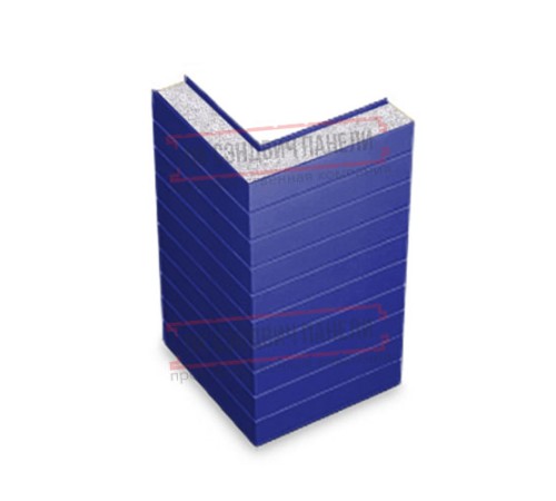 Горизонтальная угловая сэндвич-панель из пенополистирола, ширина 1200мм, толщина 200мм, 0.5/0.5, RAL5002