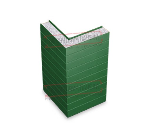 Горизонтальная угловая сэндвич-панель из пенополистирола, ширина 1000мм, толщина 50мм, 0.5/0.5, RAL6002