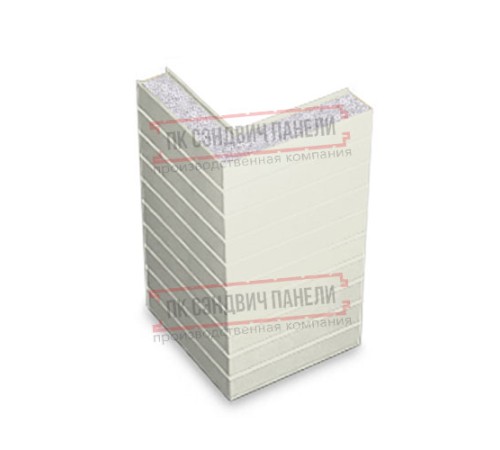 Горизонтальная угловая сэндвич-панель из пенополистирола, ширина 1000мм, толщина 200мм, 0.5/0.5, RAL9003