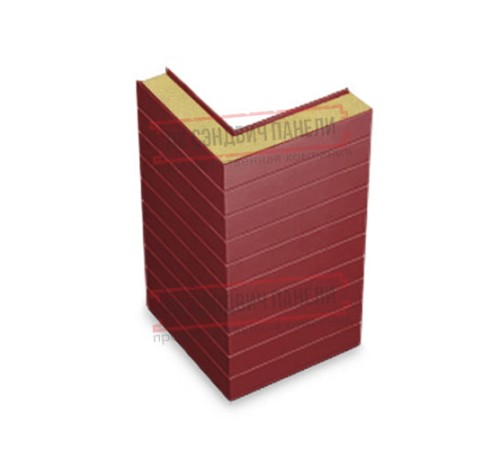 Горизонтальная угловая сэндвич-панель из пенополиуретана, ширина 1000мм, толщина 100мм, 0.5/0.5, RAL3011