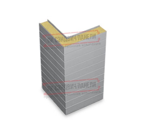 Горизонтальная угловая сэндвич-панель из пенополиуретана, ширина 1000мм, толщина 40мм, 0.5/0.5, RAL7004