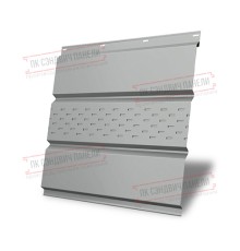 Софит металлический центральная перфорация 0,45 PE с пленкой RAL 9006 бело-алюминиевый