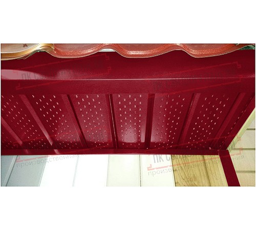 Софит металлический полная перфорация 0,45 PE с пленкой RAL 3003 рубиново-красный