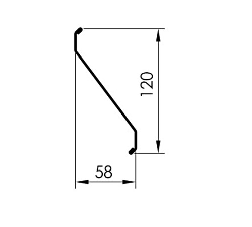 Забор-жалюзи S 58х120 мм, ПЭ, Ral 7004 - 0,5мм.