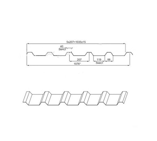 Профнастил МП35-0.5, Ширина-1035, Полиэстер RAL8017