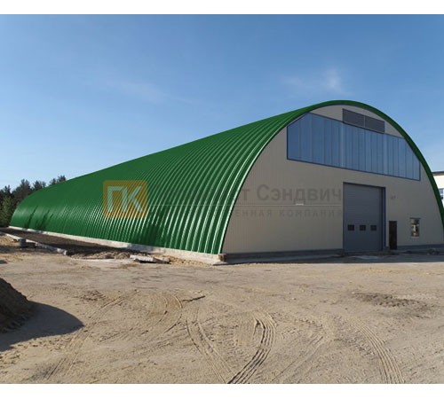 Профнастил H114ПГ-0.65, для бескаркасных ангаров, Полиэстер RAL 6002.