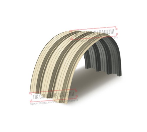 Профнастил H112ПГ-0.65, для бескаркасных ангаров, Полиэстер RAL 1015.