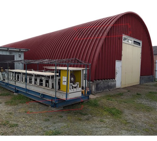 Профнастил H112ПГ-0.65, для бескаркасных ангаров, Полиэстер RAL 3005.