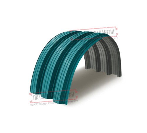 Профнастил H112ПГ-0.65, для бескаркасных ангаров, Полиэстер RAL 5021.