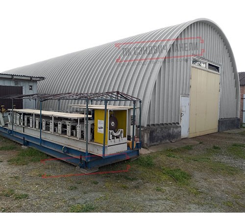 Профнастил H112ПГ-0.7, для бескаркасных ангаров, Полиэстер RAL 7004.