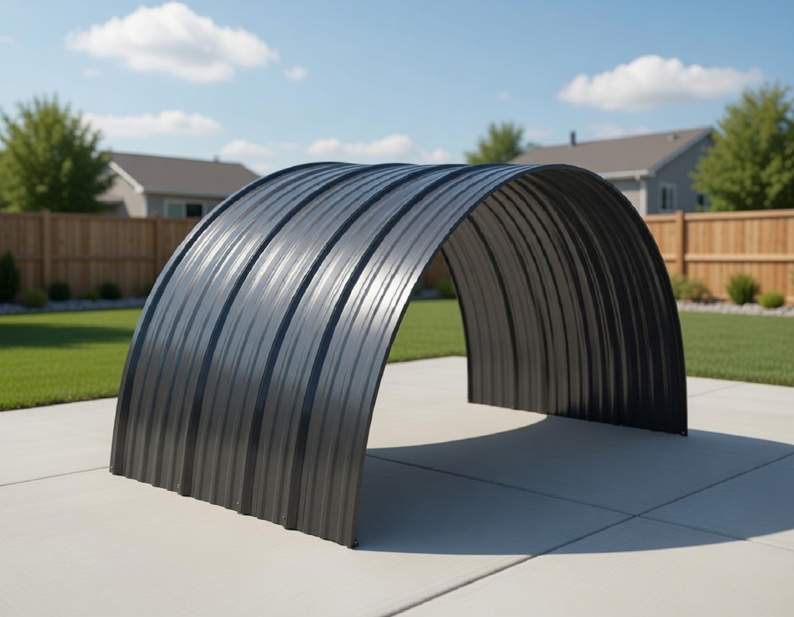 Арочный профнастил на арочной конструкции