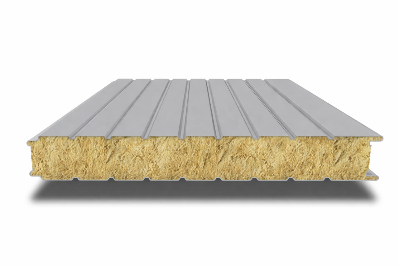 Сэндвич-панель для холодильных камер с минеральной ватой, 1200 мм, 10 мм, RAL7004 — фото