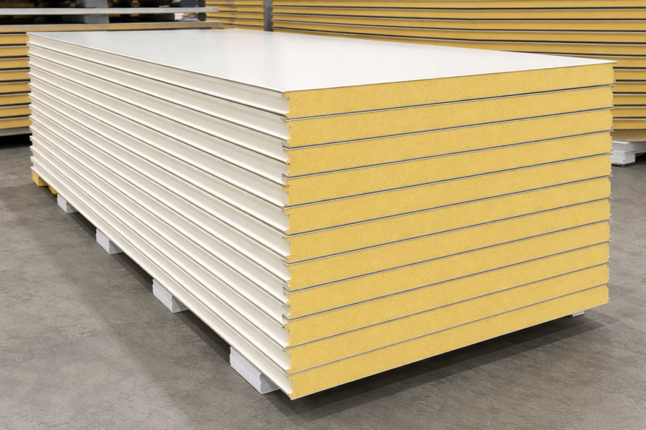 Гладкие сэндвич-панели PIR на объекте